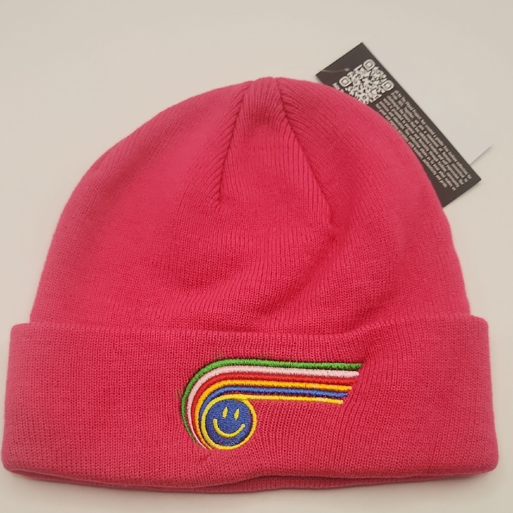 The Phluid Project Pink Pride PH Embroidered Rainbow Beanie One Size NWT